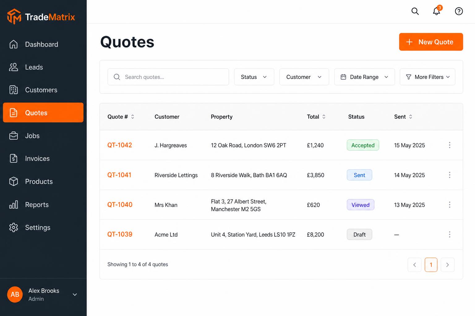 Quotes & e-sign acceptance — Send branded quotes that customers accept and sign in one tap.